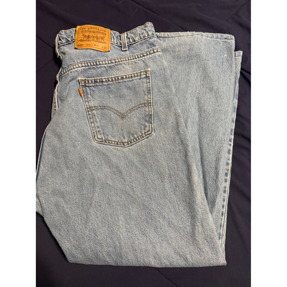 Vintage Levis 505 Orange Tab Jeans Mens 40x30  Straight Made in USA Stained